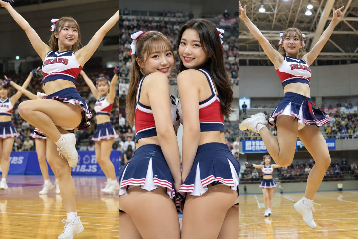 Cheerleaders Performing at Basketball Game