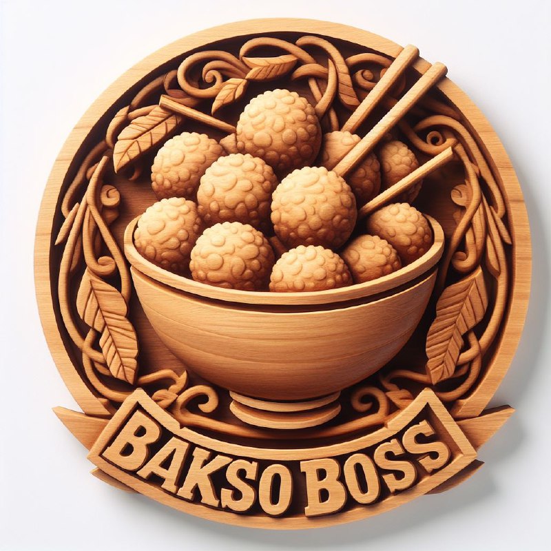 Bakso Boss Wood Carved Meatball Bowl Logo