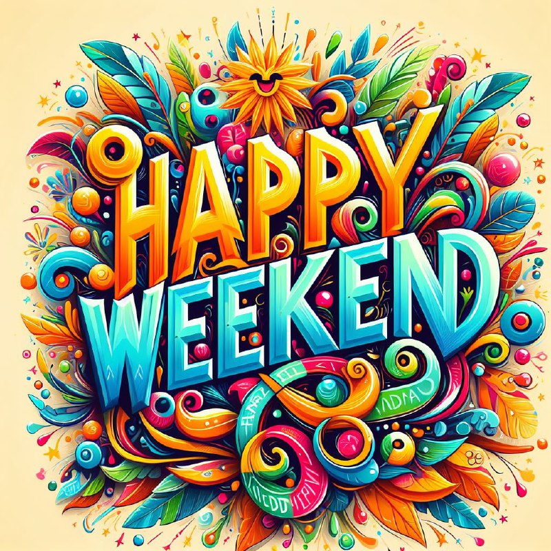 Happy Weekend Vibrant Typography With Cheerful Fonts