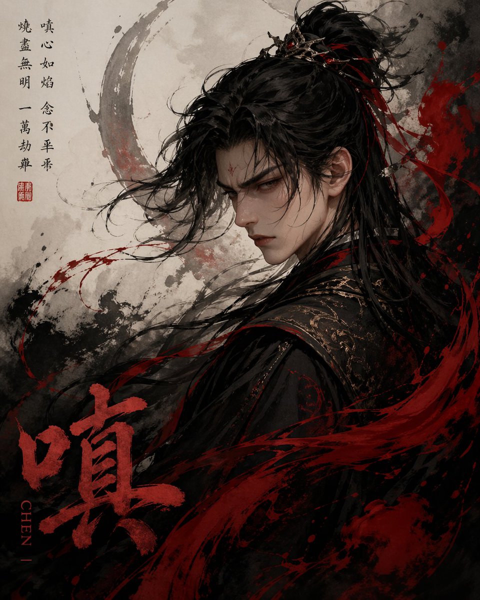 Dramatic Ink Wash Xianxia Warrior Portrait