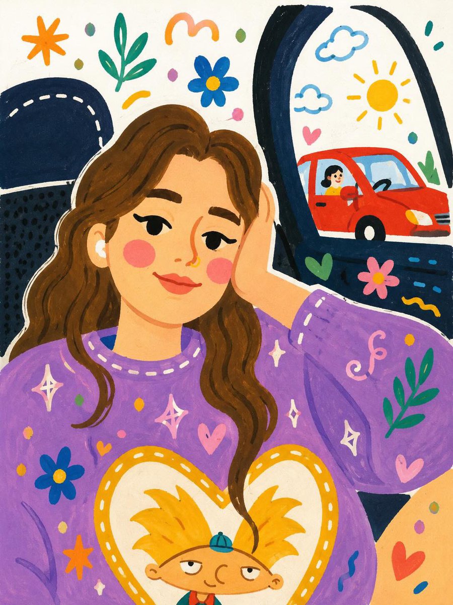 Folk Art Gouache Car Portrait