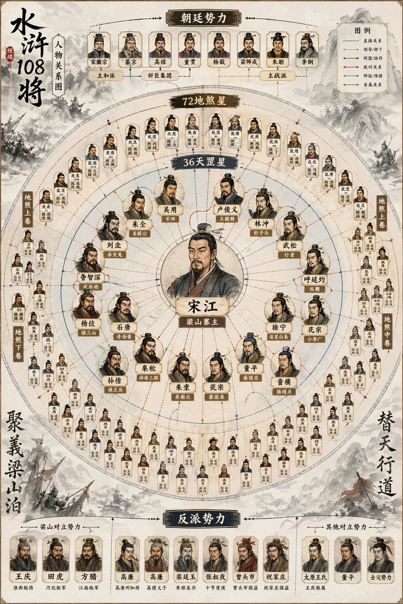 Water Margin 108 Generals Chart