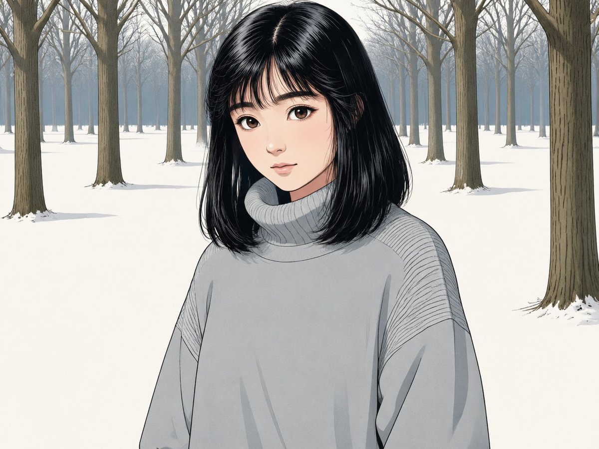 Anime Winter Portrait Snow Forest
