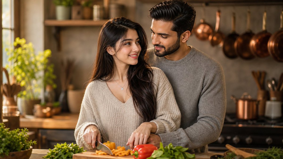 Romantic Kitchen Couple Moment