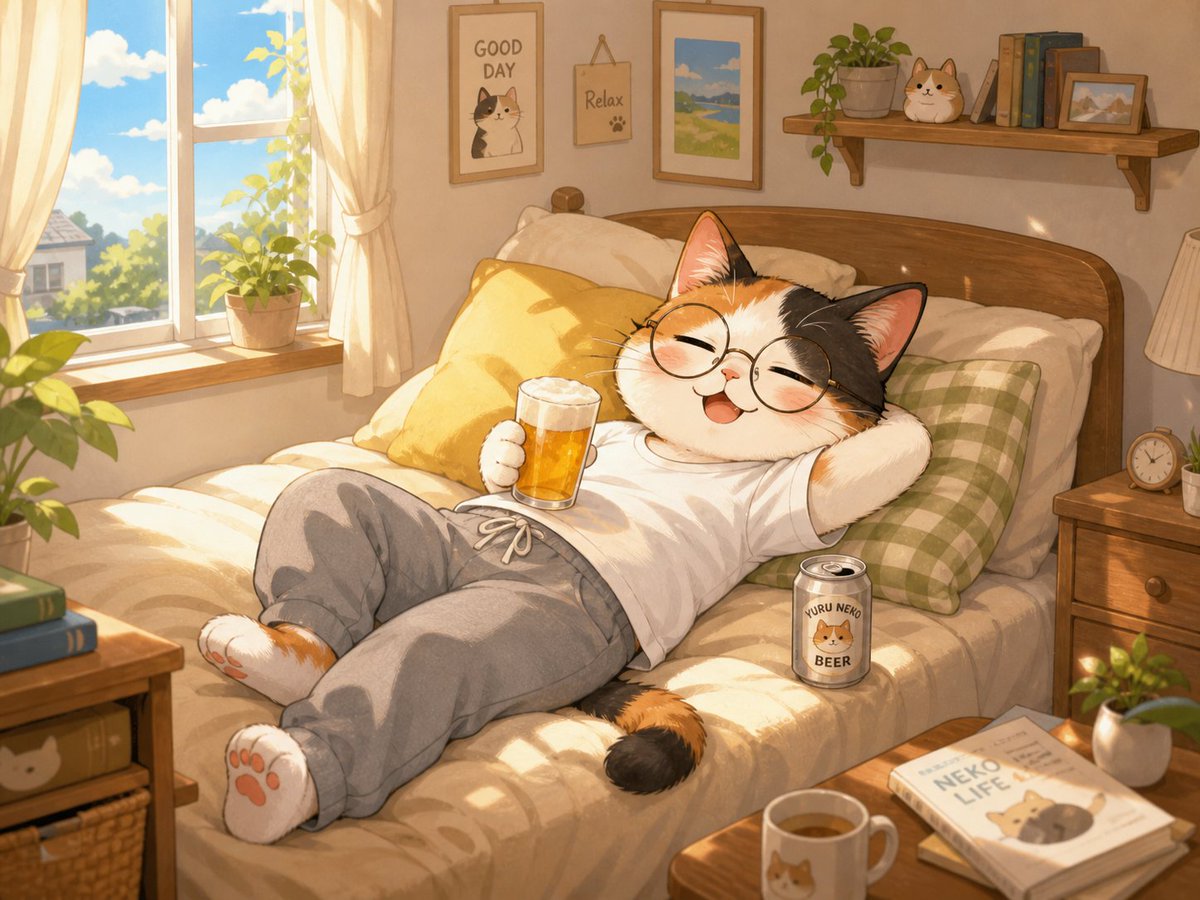 Cozy Anime Cat Girl Afternoon