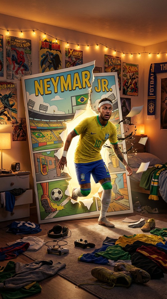 Neymar Bursts From Comic Poster