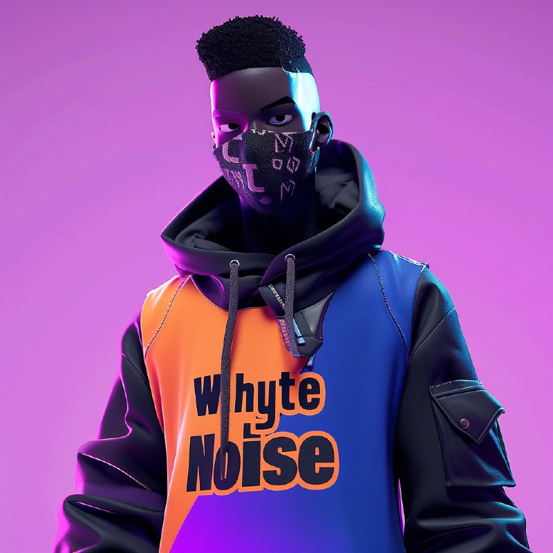 Masked 3D Character in Whyte Noise Street Hoodie