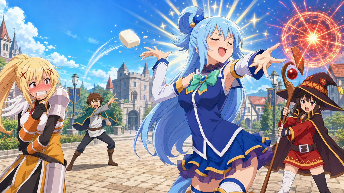 Konosuba Explosion Chaos Scene