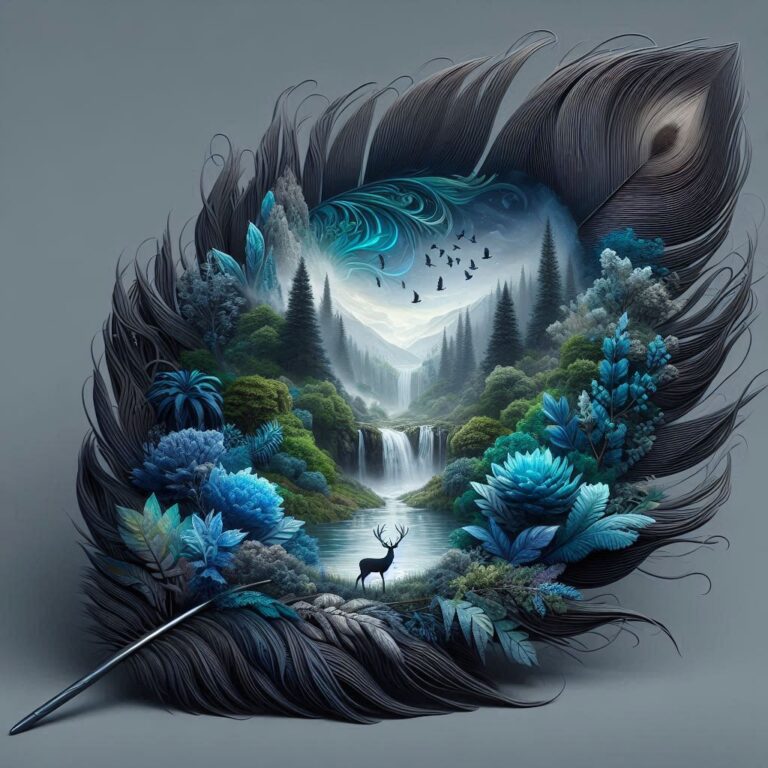 Fantasy Jungle with Waterfall and Deer