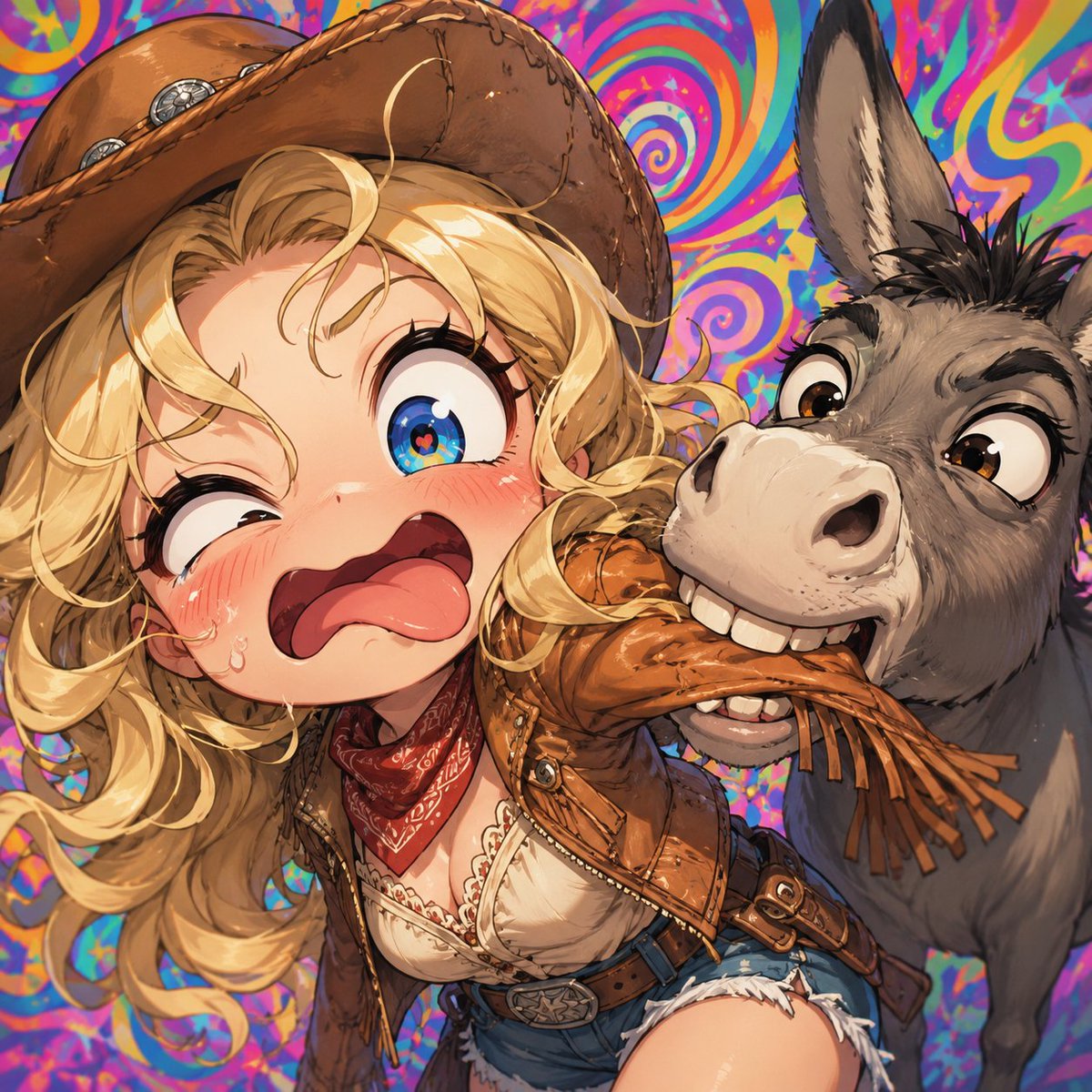 Cowgirl Donkey Chaotic Selfie