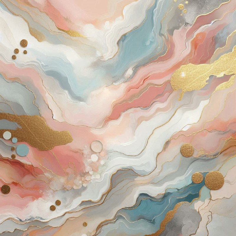 Pastel Epoxy Style Abstract Painting With Gold Touches