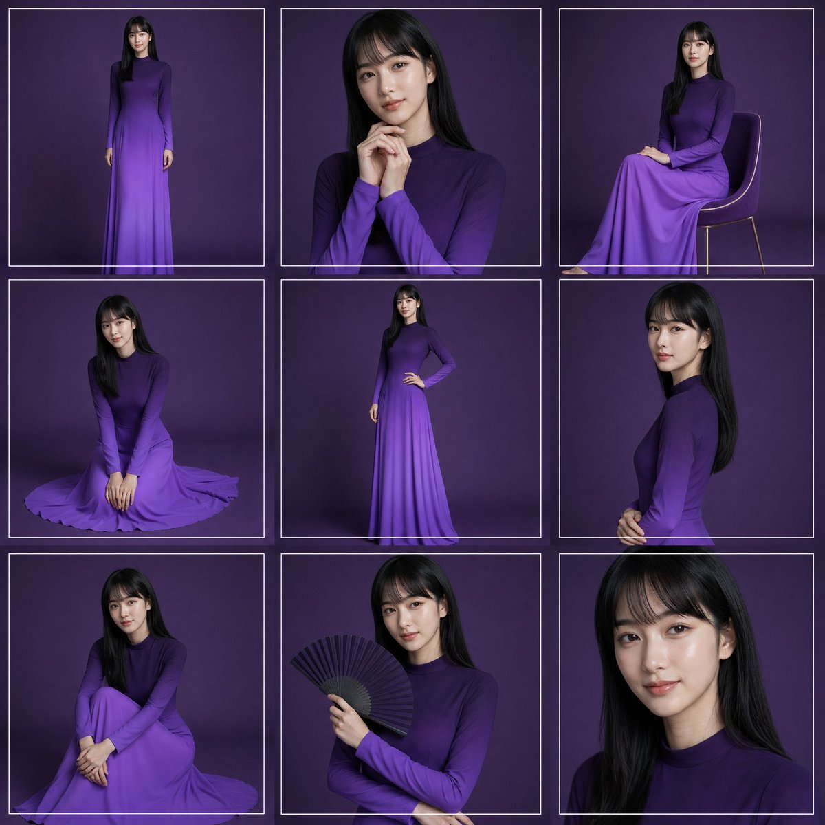 Purple Couture Portrait Contact Sheet