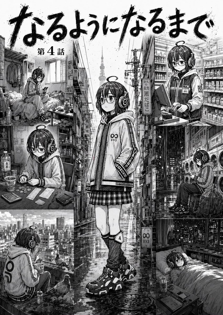 Rainy Tokyo Manga Girl Splash Page
