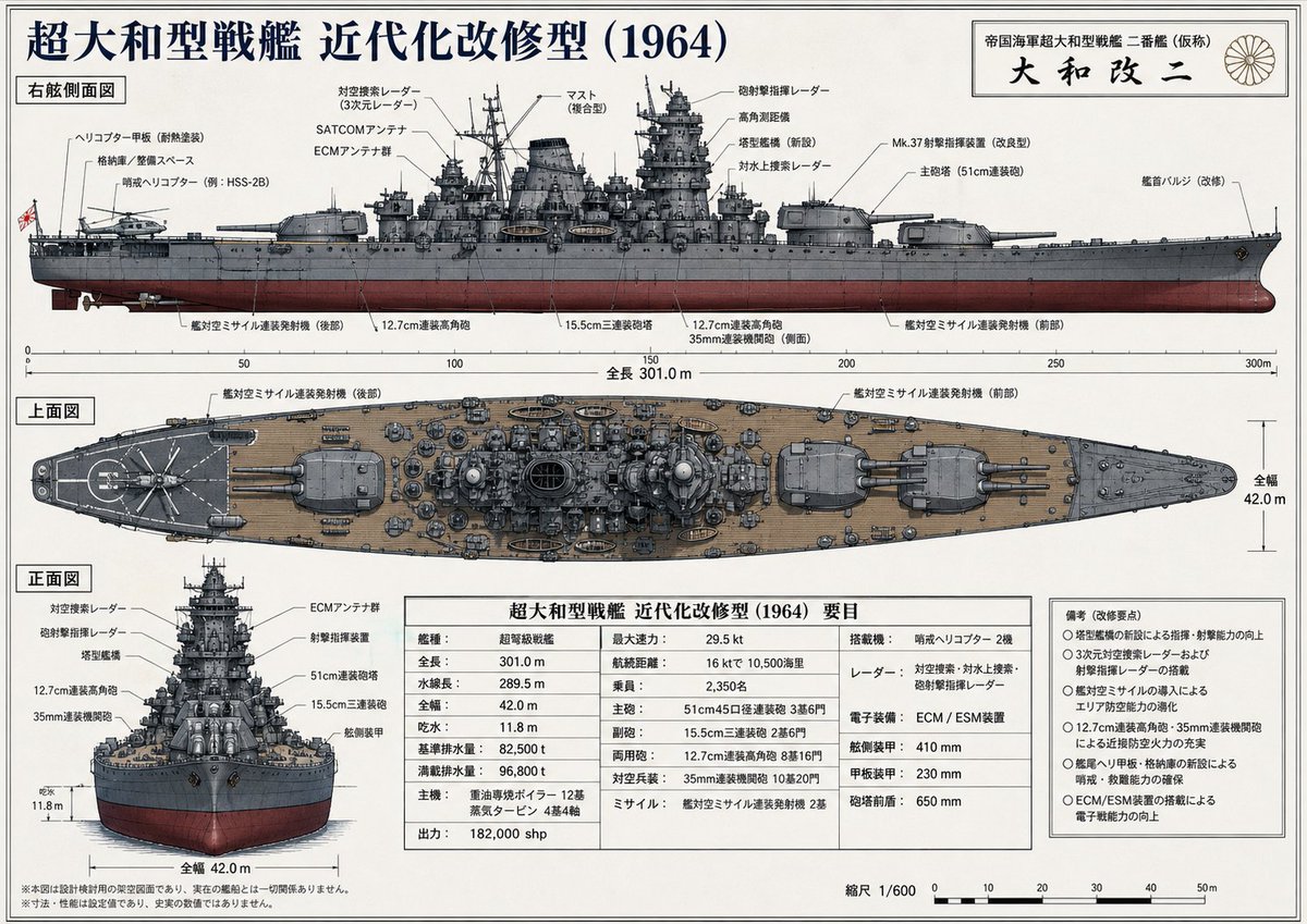 Yamato Kai II Battleship Blueprint