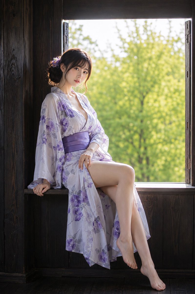 Purple Yukata Window Portrait