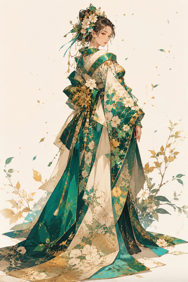 Luxurious Kimono Fashion Illustration