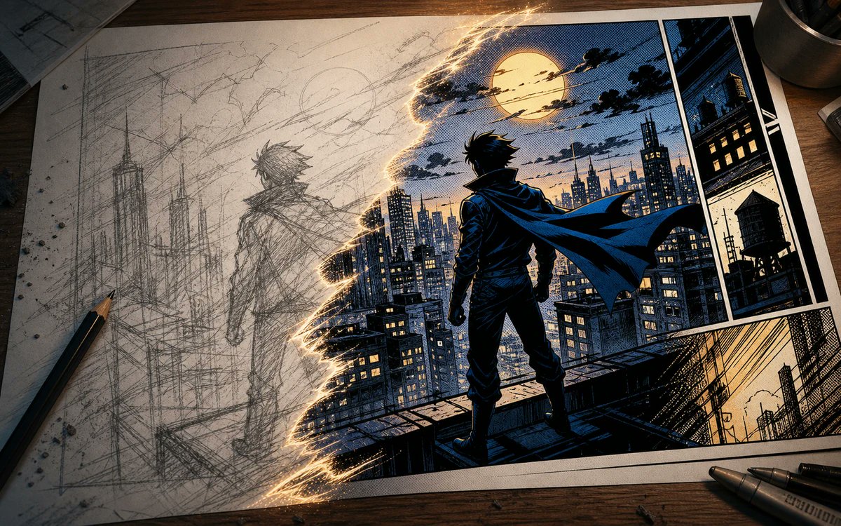Comic Art Transformation Scene