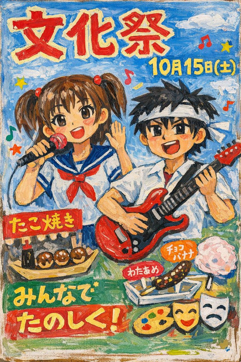 Hand Painted School Festival Poster Art