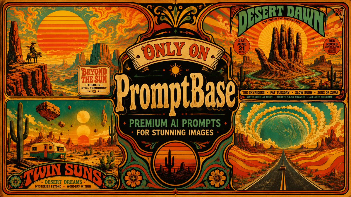 Vintage Psychedelic Desert Poster Art