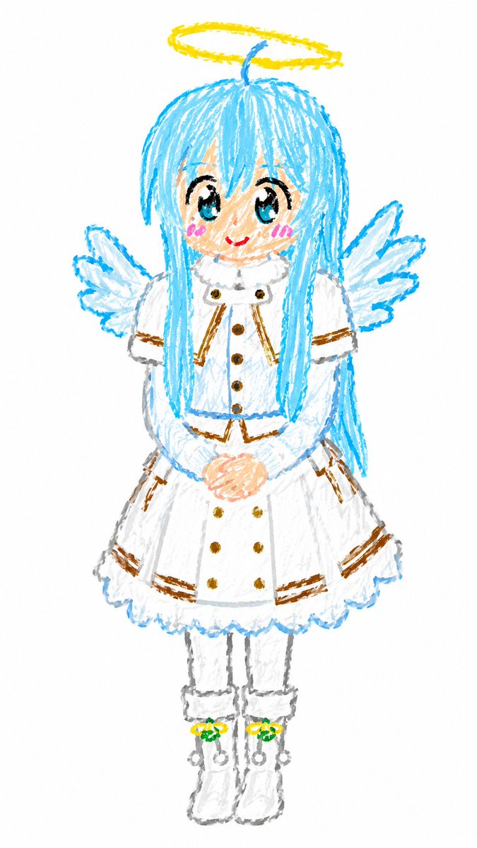 Crayon Chibi Angel Girl Portrait