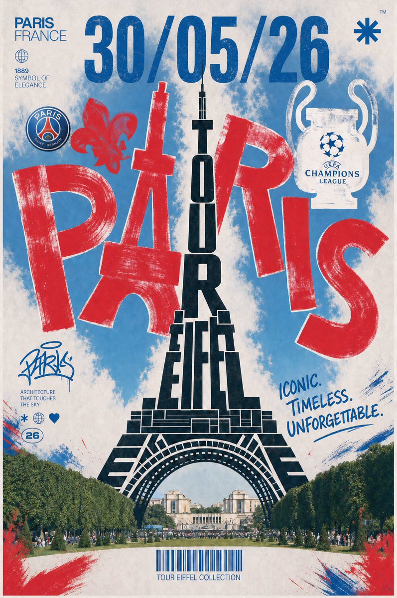 Vintage Paris Champions League Final Poster