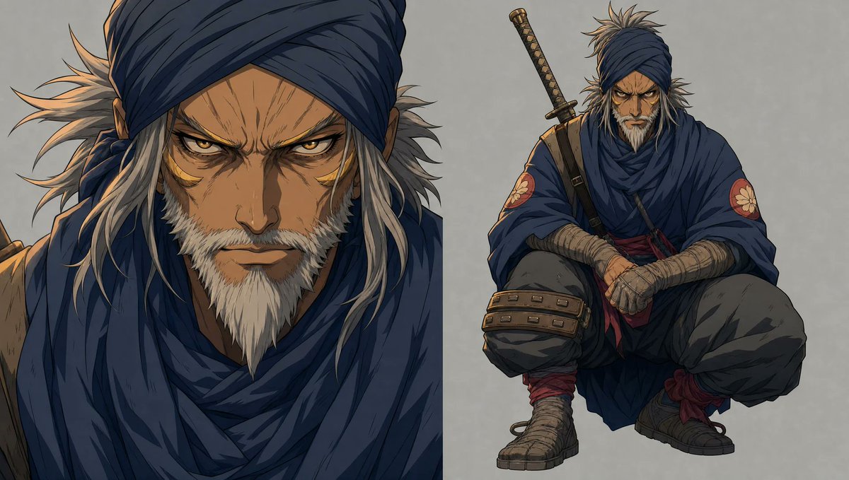 Rugged Shinobi Character Design Sheet