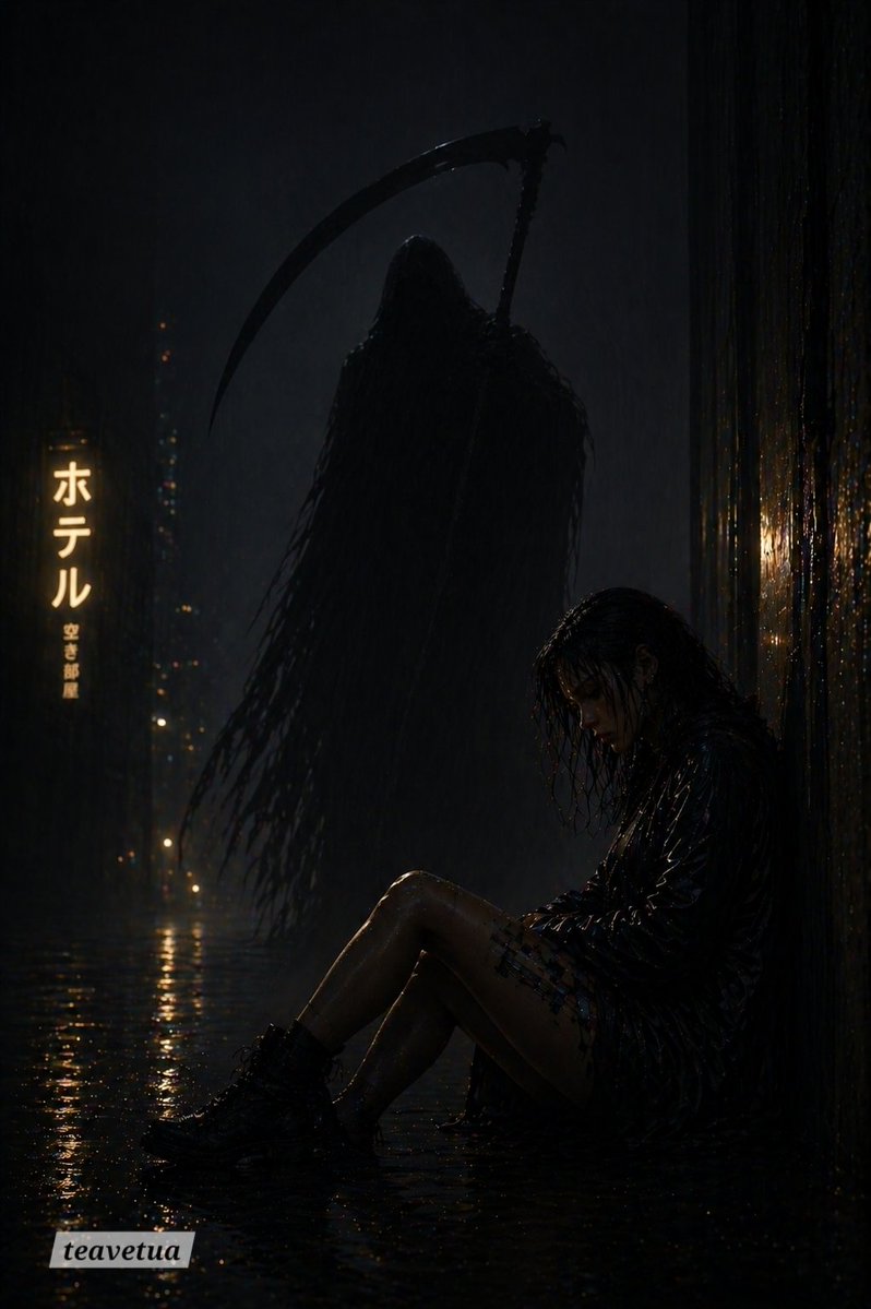 Grim Reaper in Rainy Alley Horror