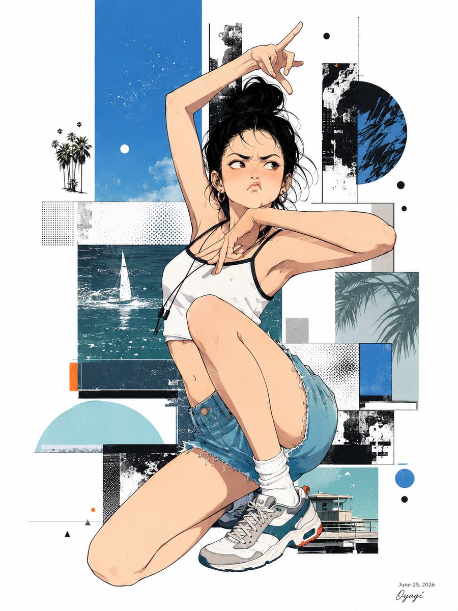 Summer Anime Fashion Collage Poster