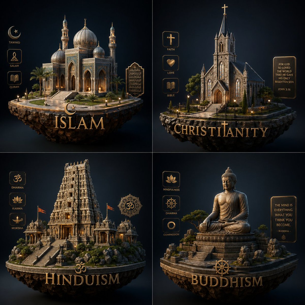 World Religions Concept Infographic Art