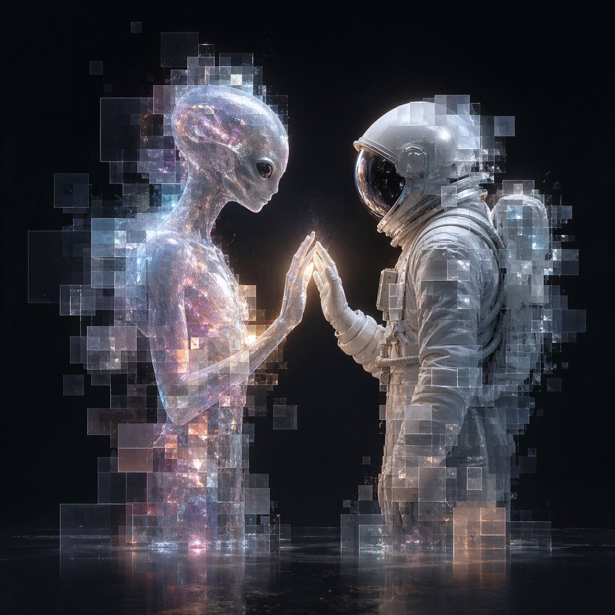 Pixel Glass Alien Astronaut Touch