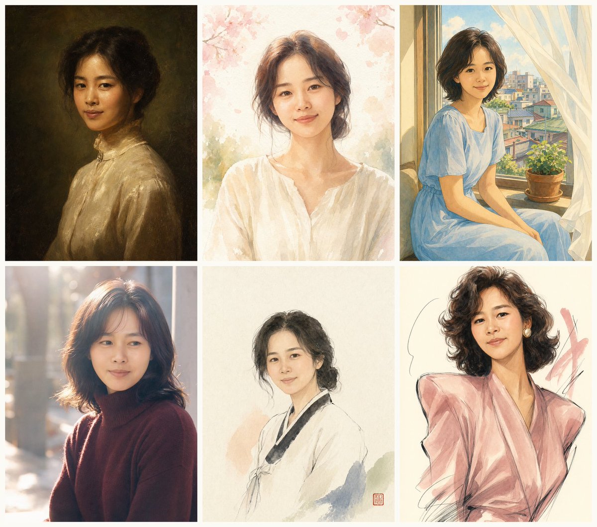 Six Artistic Portraits of Mother