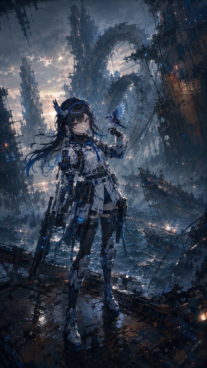 Cyber Girl Dystopian Harbor