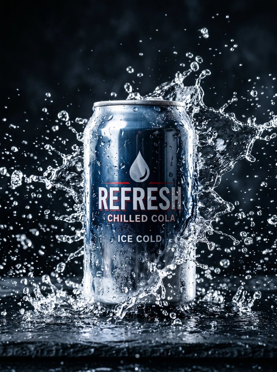 Premium Soda Can Splash Ad