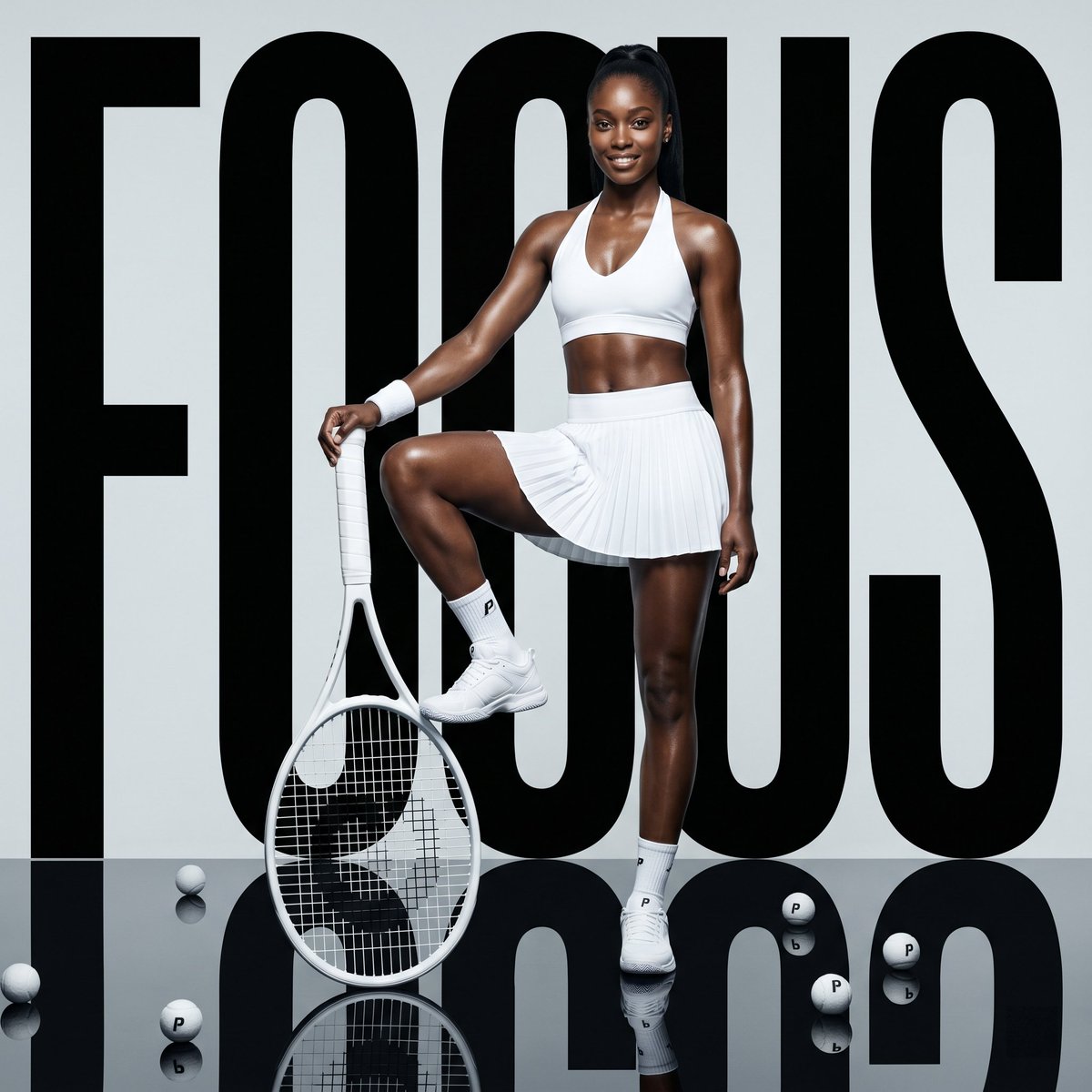 High-Fashion Tennis Focus Portrait