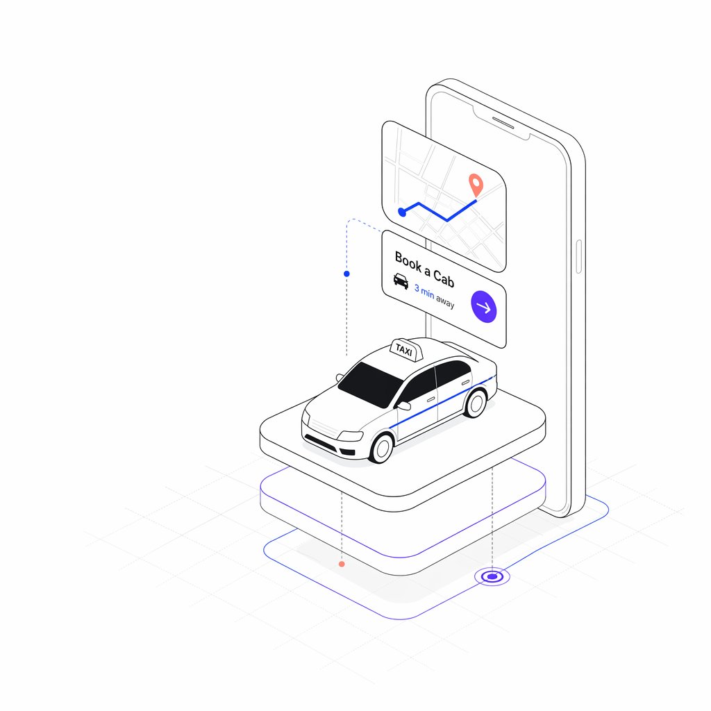 Minimal Taxi App Isometric Illustration