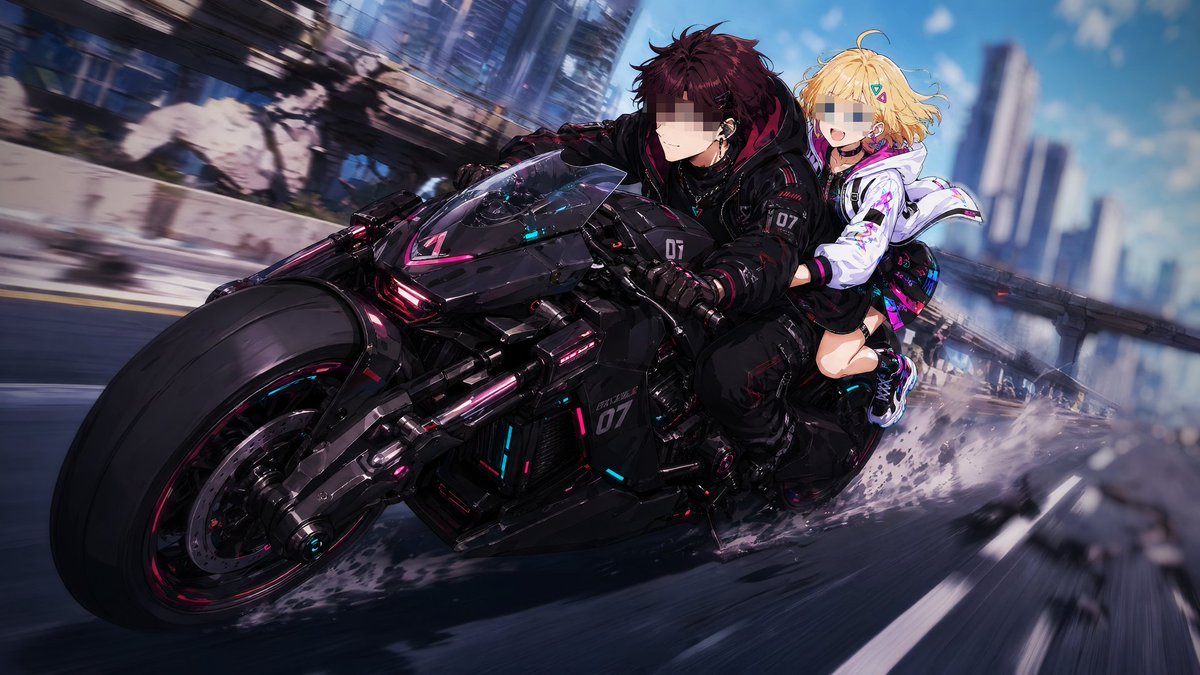 Cyberpunk Anime Motorcycle Speed Art