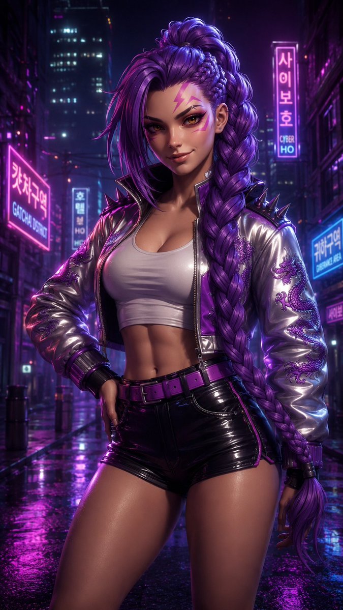 Cyberpunk Woman in Neon Alley