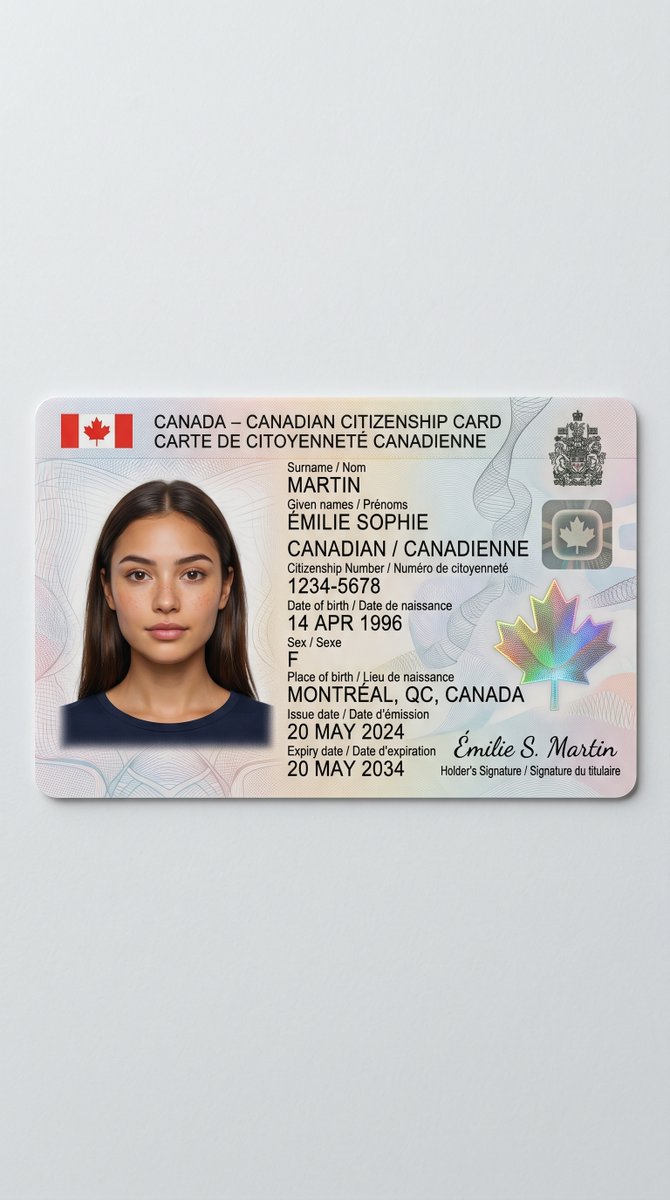 Canadian Citizenship Card Studio Photo