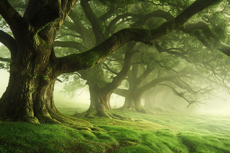 Poetry Workshop in Foggy Mystical Morning Forest