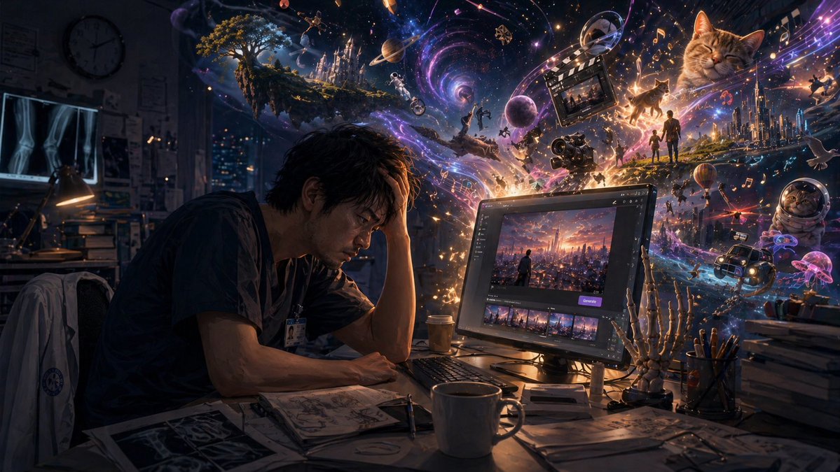 Tired Creator Amid Digital Imagination Explosion