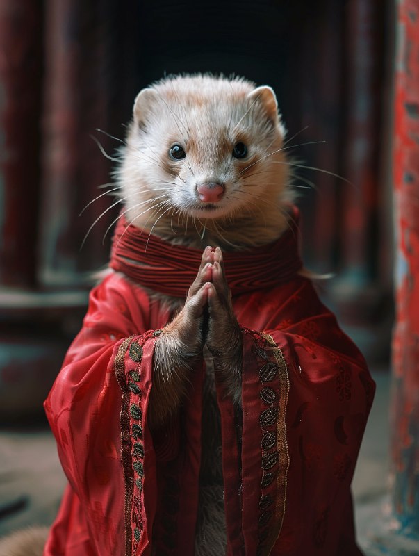 Weasel-Headed Taoist in Red Robe With Divine Light