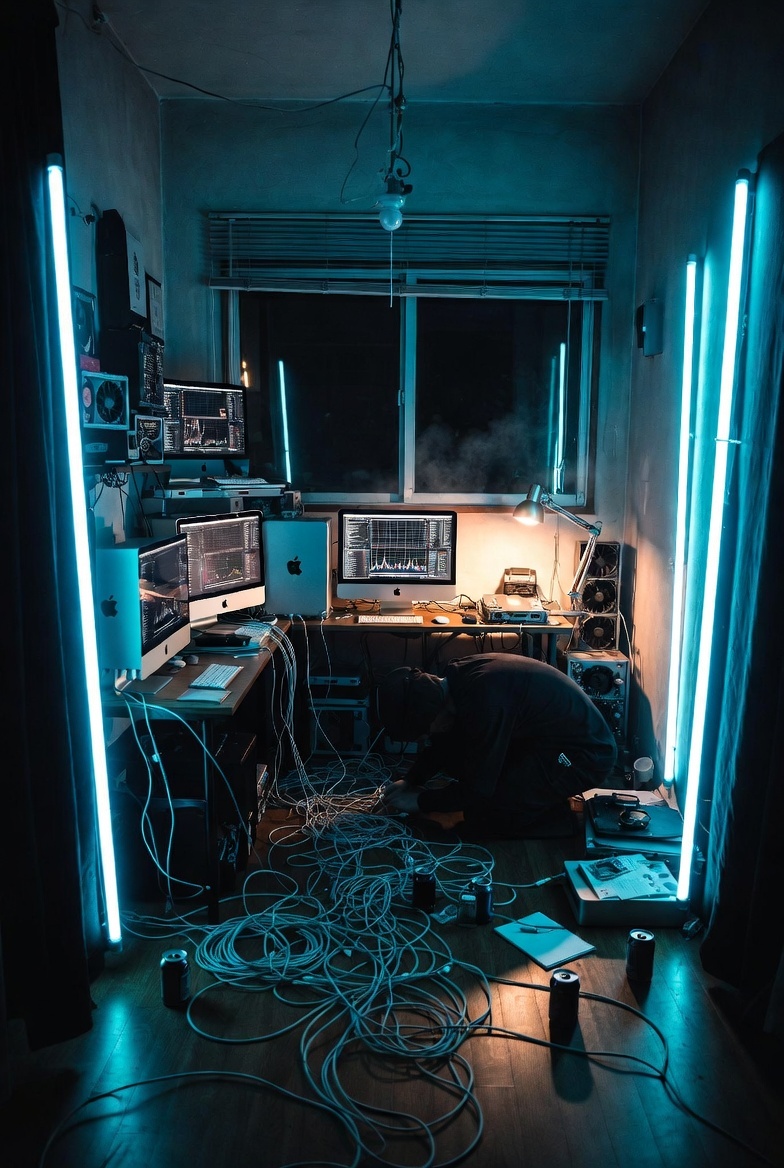Cyberpunk Coding Station Night