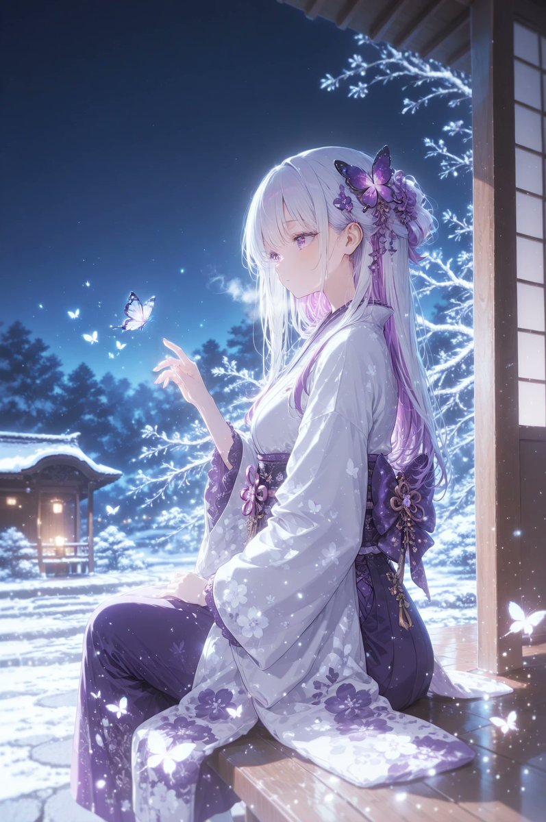 Snow Night Butterfly Dream