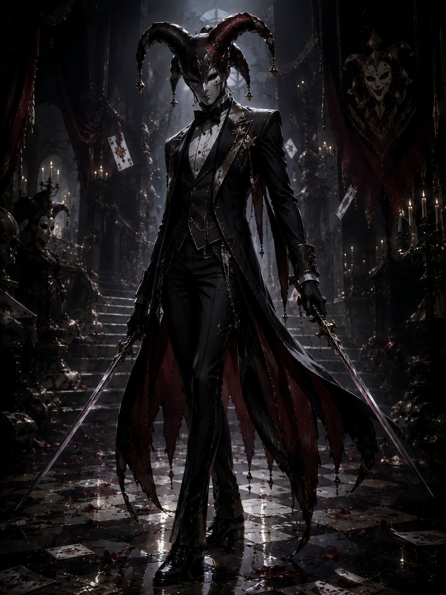 Dark Gothic Jester Assassin Art