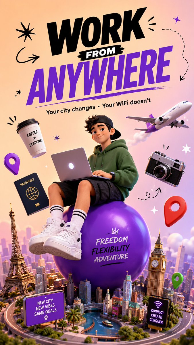 Work From Anywhere 3D Poster