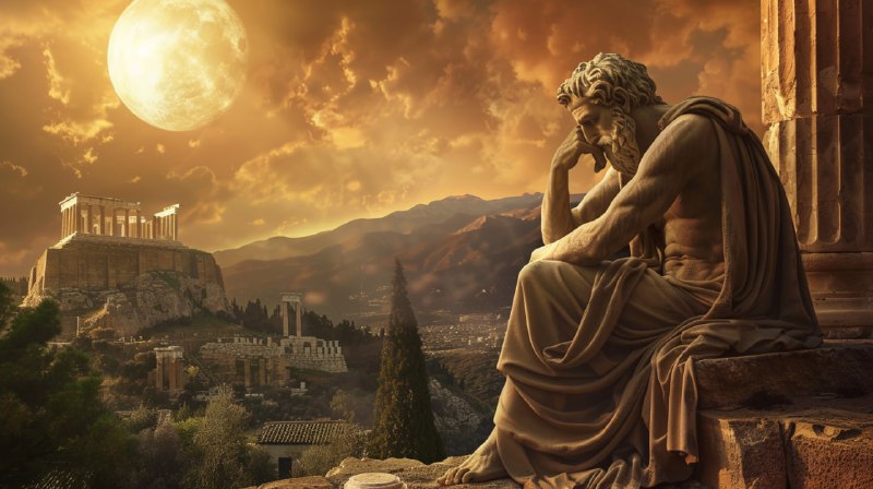Stoic Philosopher Across Historic Landmark Backdrops