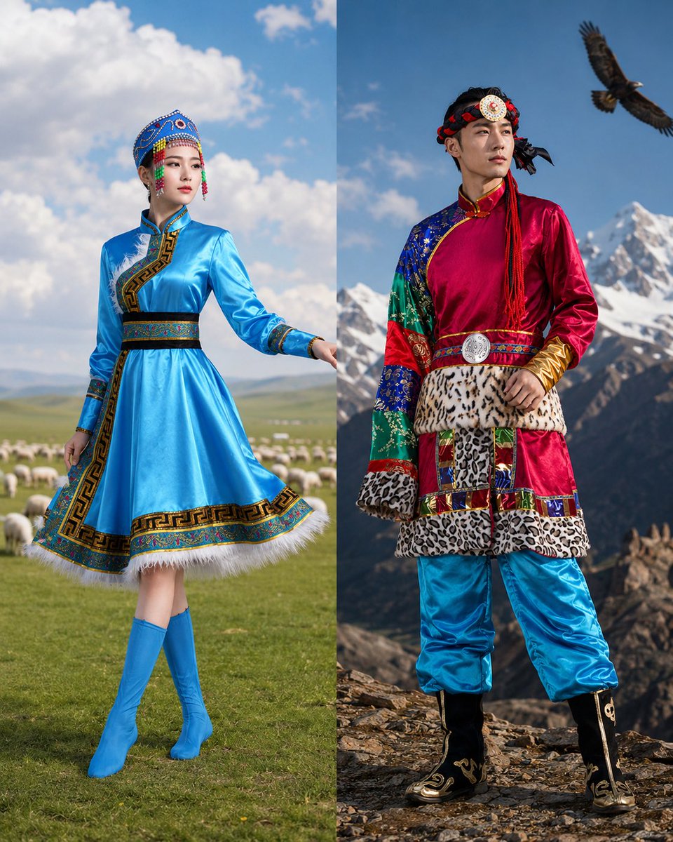 Mongolian Fashion Editorial Split Screen