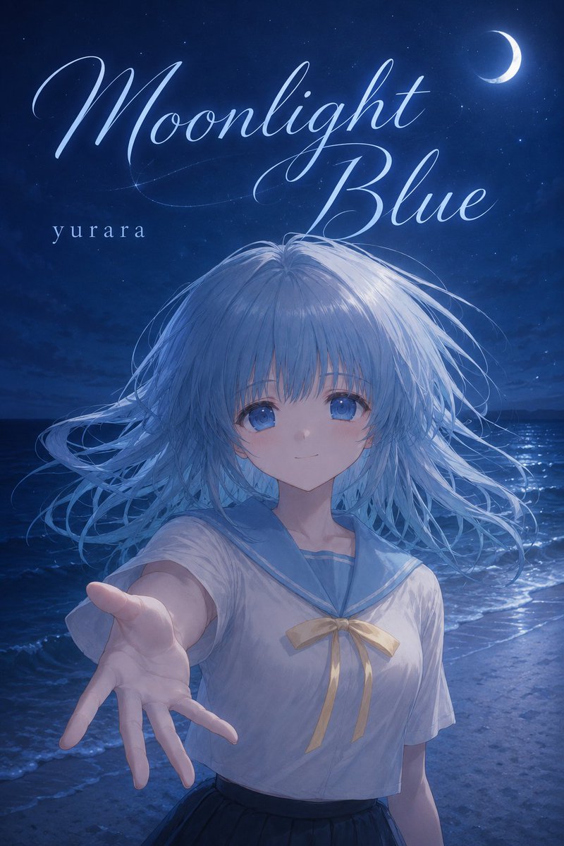 Moonlit Beach Anime Cover Design