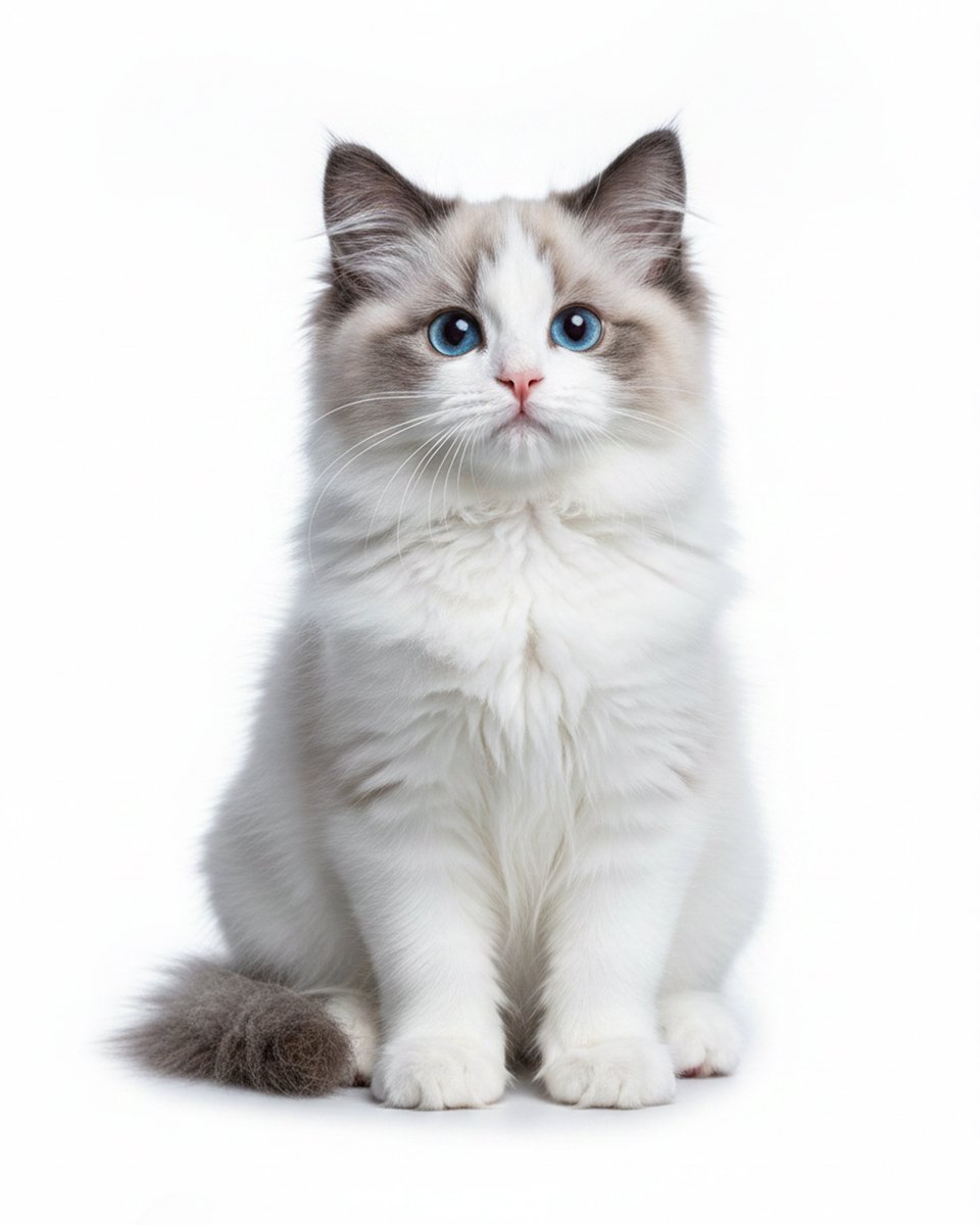 Blue-Eyed Ragdoll Kitten Portrait
