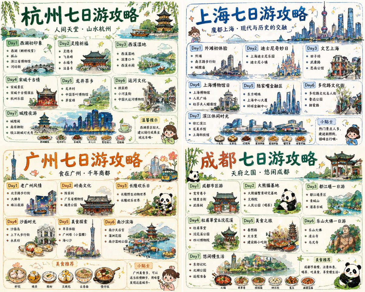 Hand-Painted City Travel Guide Posters
